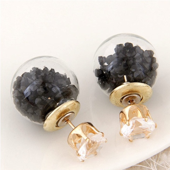 Rhinestone Hourglass Double Sided Earrings - Picture 2 of 4