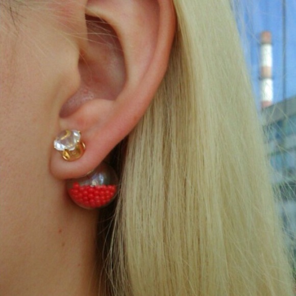 Rhinestone Hourglass Double Sided Earrings - Picture 4 of 4