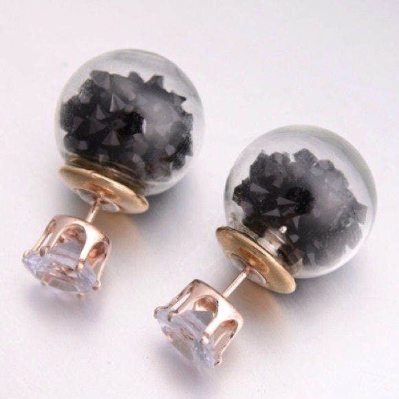 Rhinestone Hourglass Double Sided Earrings - Picture 3 of 4