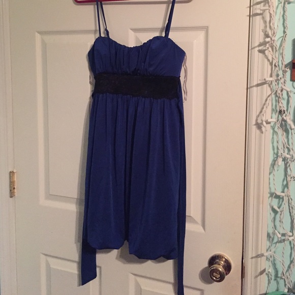 Dark blue with black lace dress