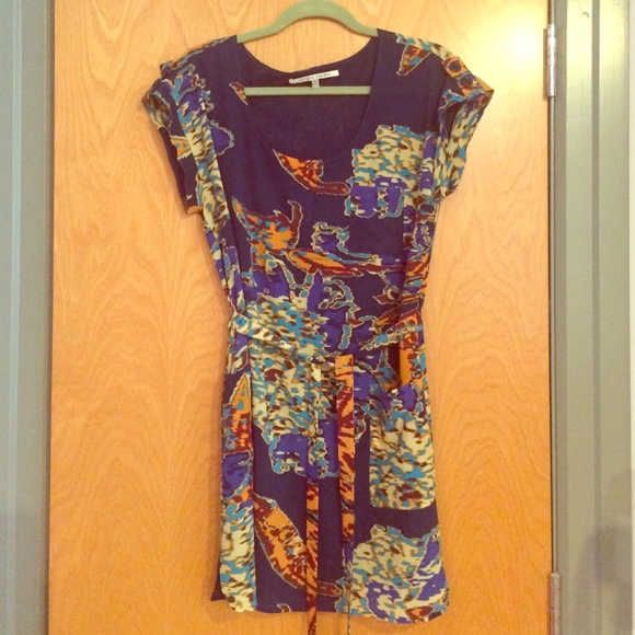 Collective concepts patterned dress with pockets