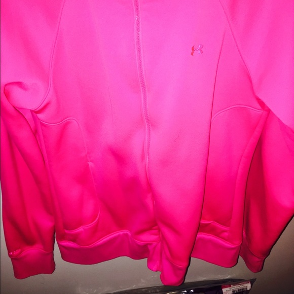 Pink Under Armour Fleece/Thermal Zip Up Sweater - Picture 2 of 4