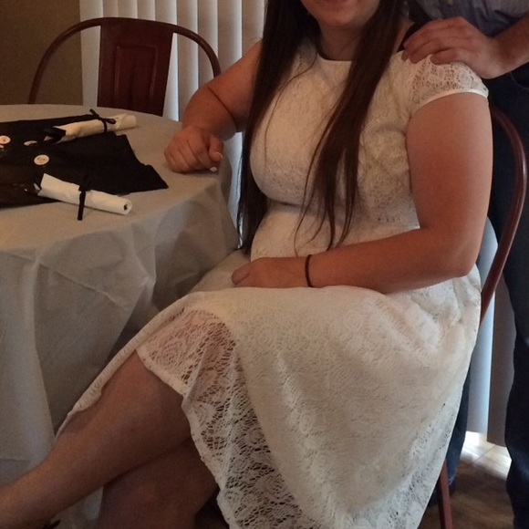 White modest lace dress