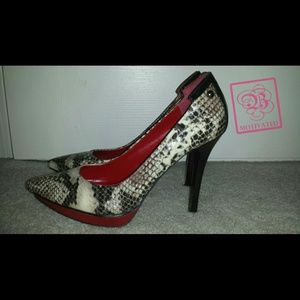 GUESS Snakeskin and Red Pumps/Heels
