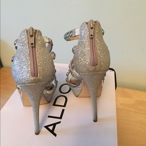 Aldos silver platform sandals