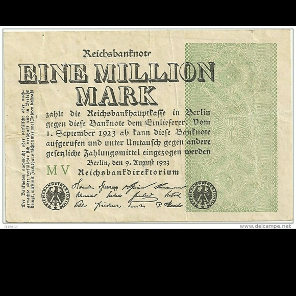 1923 Germany 1 Million Marks Banknote