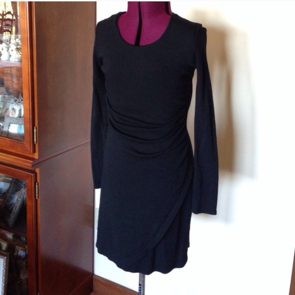 Ann Taylor Black Ruched Knit Dress - Picture 2 of 3