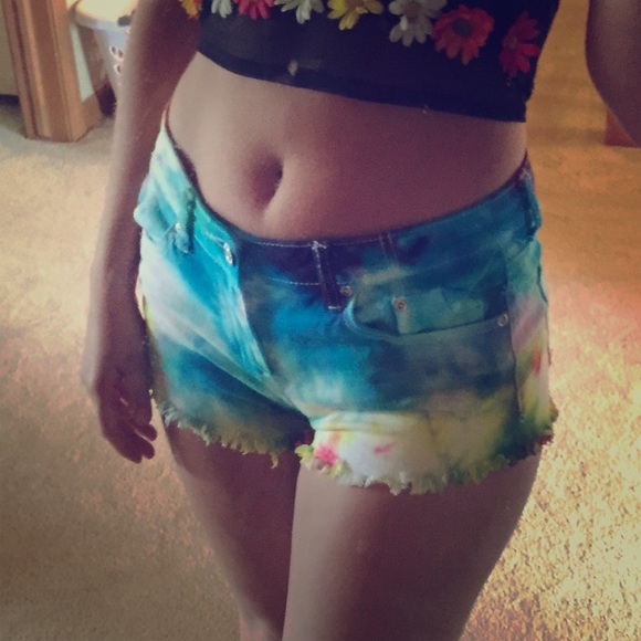 Hand tie dyed shorts