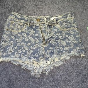 High rise denim shorts