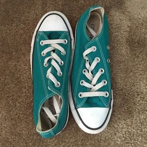 turquoise/ greenish converse