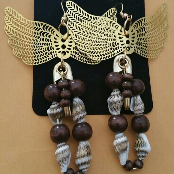 Bird Wing Safety Pin Earrings