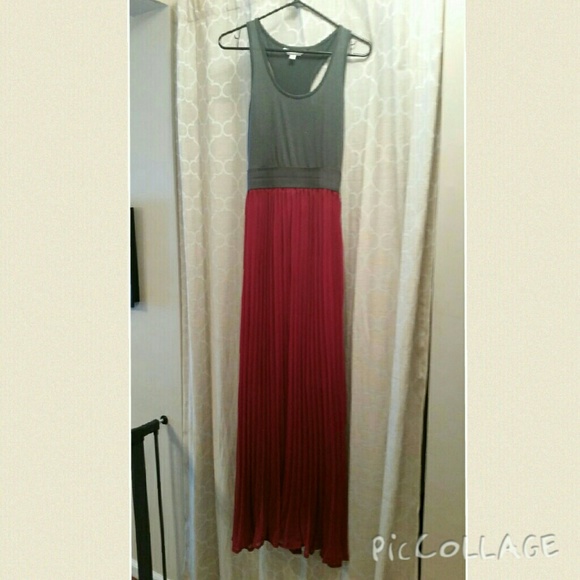 Wine and grey maxi dress