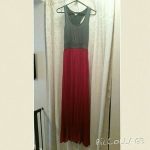 Wine and grey maxi dress