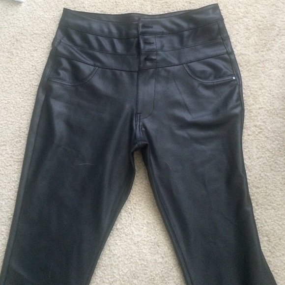 black high waist leather pants