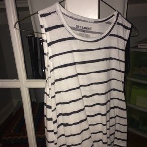 Black and white striped cotton tank