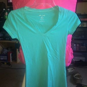 mint/seafoam green colored V neck