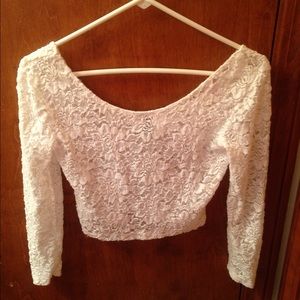 White Lace Crop Top Size Small