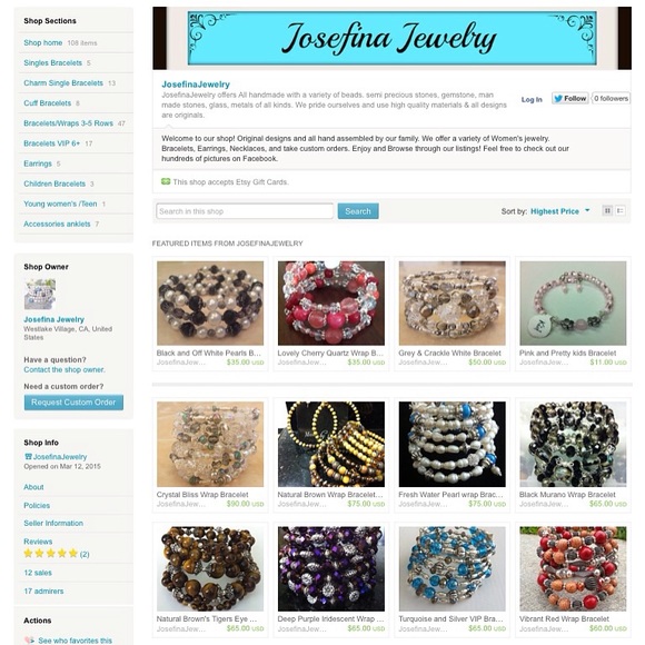 💕Josefina Jewelry All Handmade Items💕on Etsy!💕