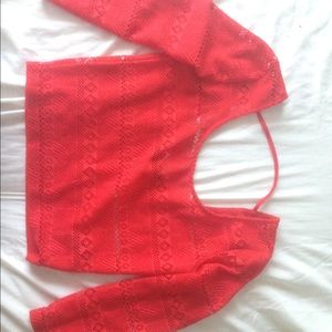 Red lace crop too