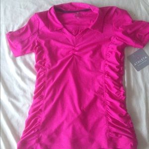 Pink collared workout shirt