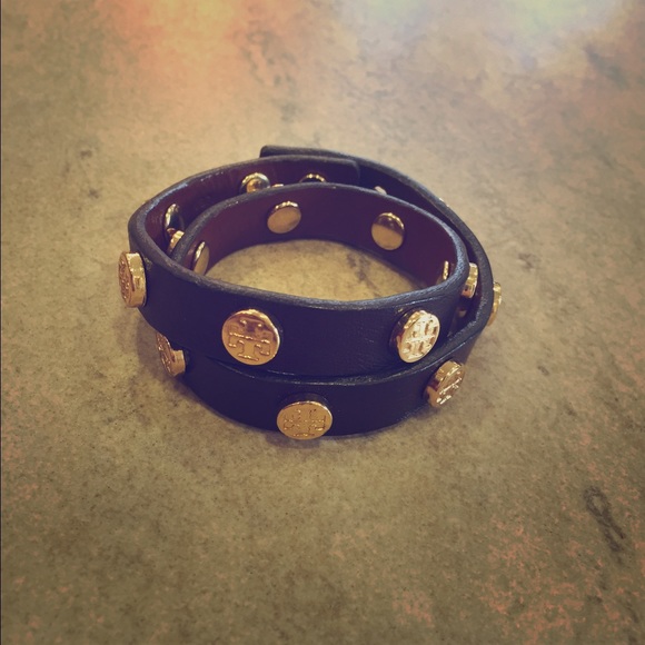 SOLD Tory Burch Double-Wrap Logo Stud Bracelet