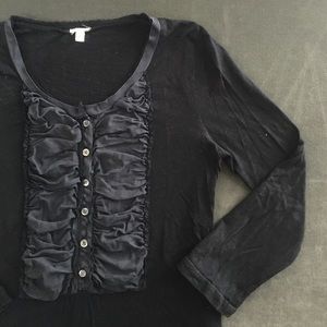 J Crew Black 3/4 Sleeve Shirt