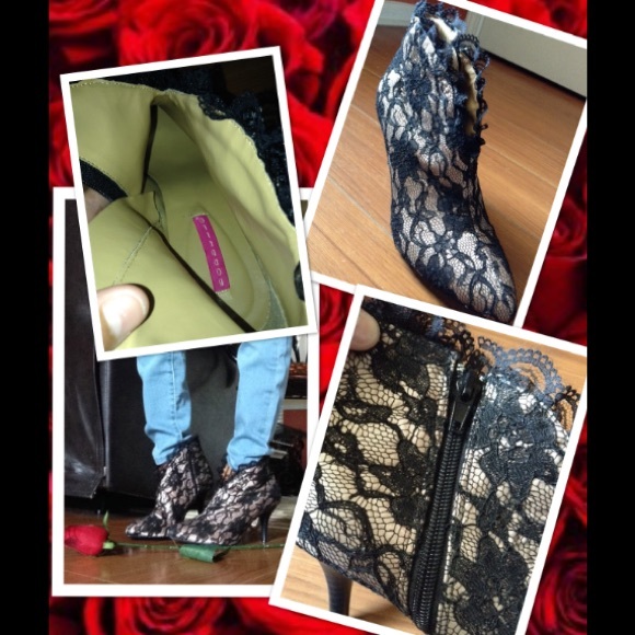 Black Lace Heel Bootie - Picture 4 of 4