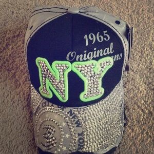 Grey and black hat
