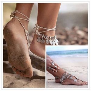 Silver coin anklet