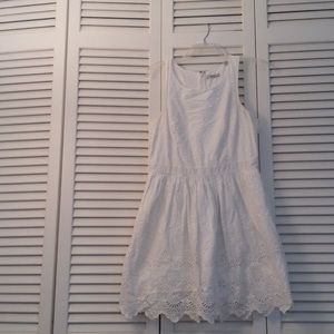 White eyelet fit and flare dress