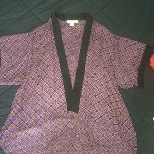 Blue Ethnic Print Kimono