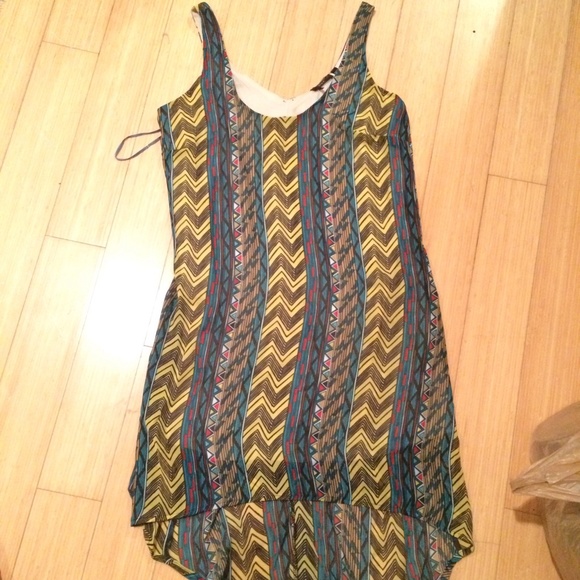Aztec pattern high-low dress