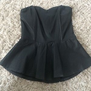 Faux leather peplum tube top