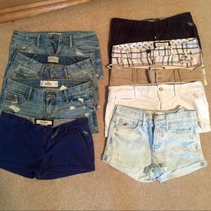 9 Pairs of Holister and Abercrombie shorts