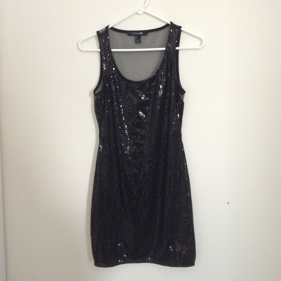 Black Mesh Sequin Dress