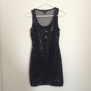 Black Mesh Sequin Dress