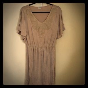 Nude dress with beaded detail