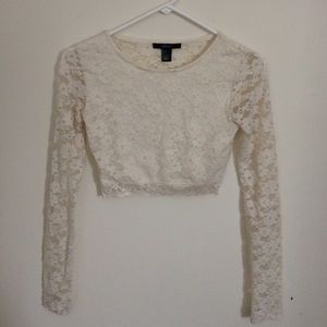 Lacey Cream Crop Top Size Small