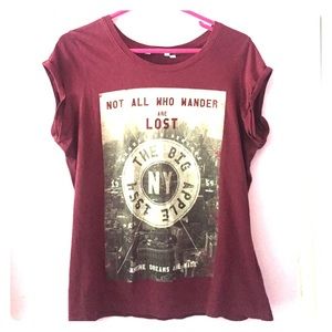 T shirt, maroon graphic tee size 12