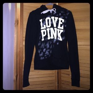 Love Pink black,white,& grey leopard print hoodie