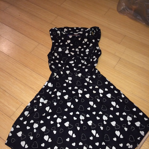 Zara black dress with white hearts