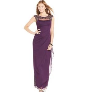 Plum Beaded Illusion Gown