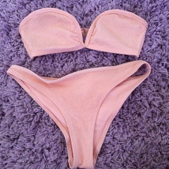 H&M Tops - H&M pink nude bandeau bikini set top bottom