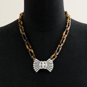 J.Crew Tortoise “Deco Bow Tie Necklace” NWT