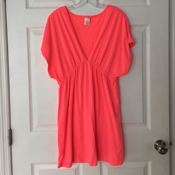 Hot peachy pink swim coverup