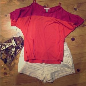 Cold-shoulder, color-block top