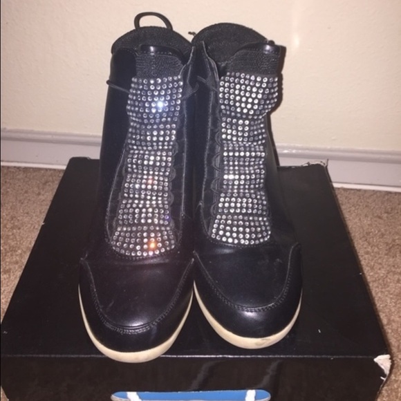 Stylish All Black Sneaker Wedges