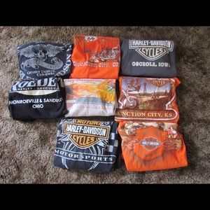 8 men's size large Harley Davidson T-Shirts.