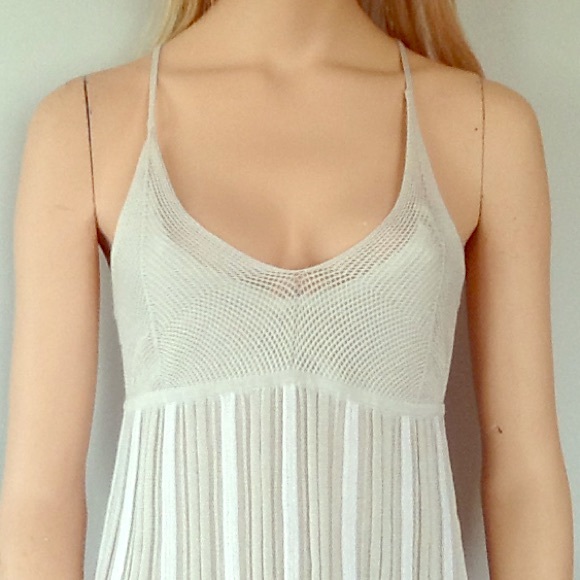 Free People Crm &. Wht Empire Waist Pleated Dress