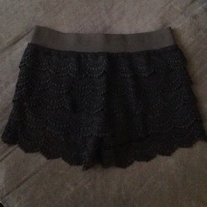 Black crochet shorts